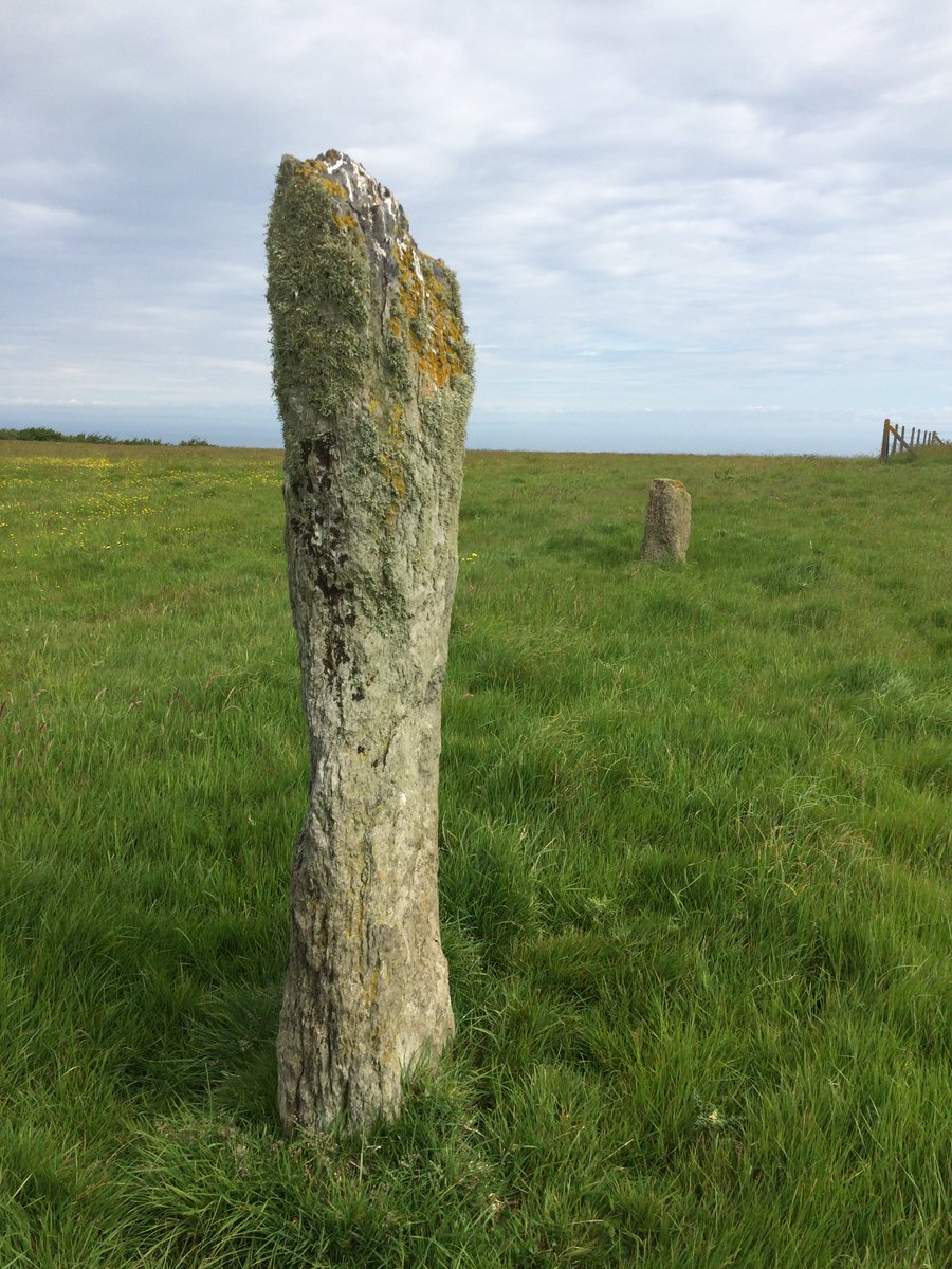 Lyn Long Stones are two standing stones on Lyn Down. They were moved from their original positions in the early 20th century. One is 2.2m high and the other is 1.4m high and they are orientated north to south. exmoorher.co.uk/Monument/MDE12… #Exmoor #Archaeology