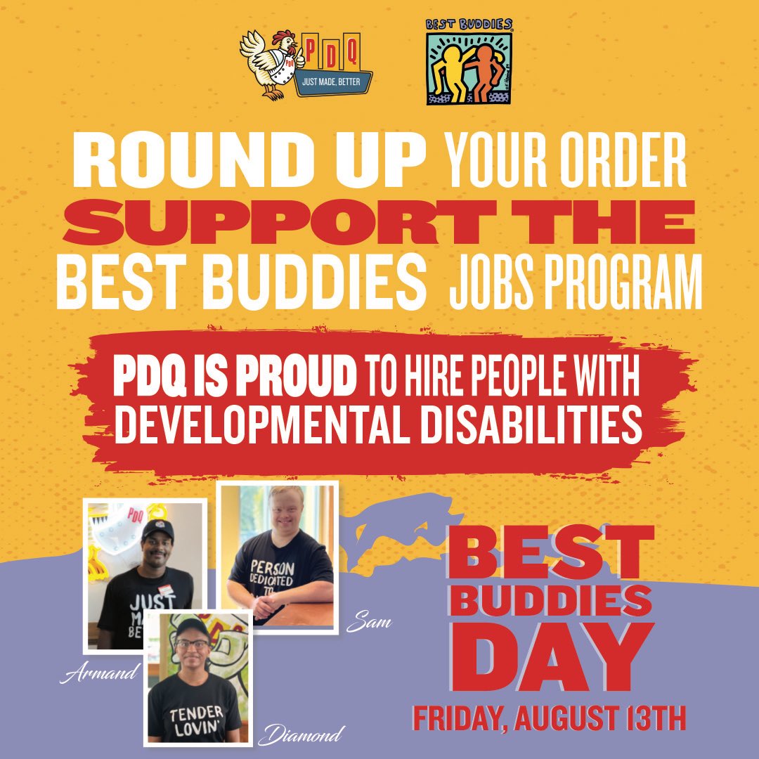 Best Buddies Florida on Twitter "Visit PDQ on Best Buddies Day, Friday, August 13th and round