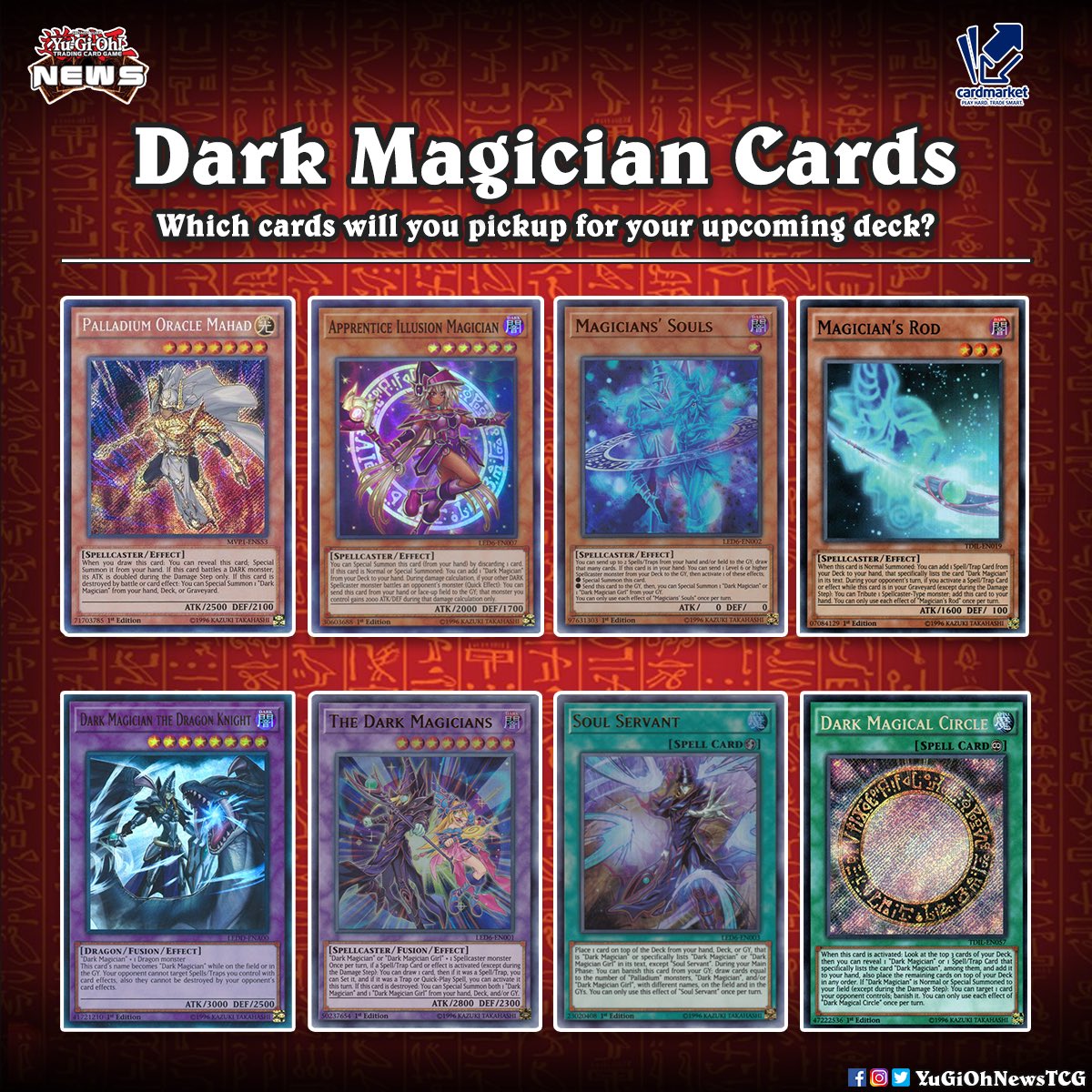 YuGiOh News on Twitter: "❰𝗖𝗔𝗥𝗗 𝗠𝗔𝗥𝗞𝗘𝗧❱ Due to the upcoming  support that Dark Magician will get, here are some cards you should keep  your eyes on 👀 To get these cards check @