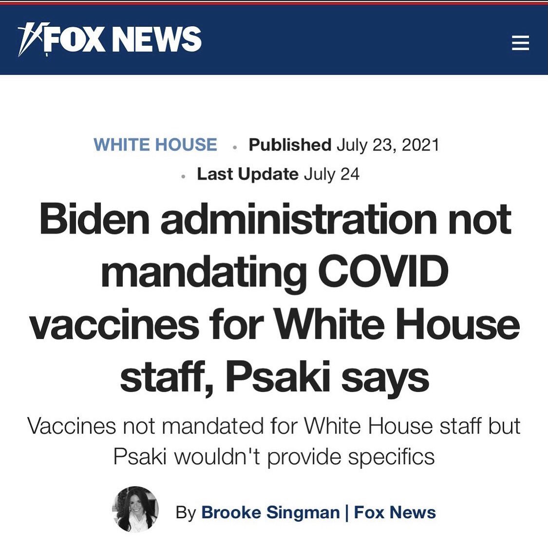 iansmithfitness's tweet photo. WH staff not mandated, CDC not mandated. ⠀
⠀
But they’re telling you need to be to go to work, to go to college, indoor dining, gyms, and (potentially) flying commercial.  ⠀
⠀
The picture should be crystal clear by now - these people view you as a subject, not a free citizen. https://t.co/eELfqY2b89