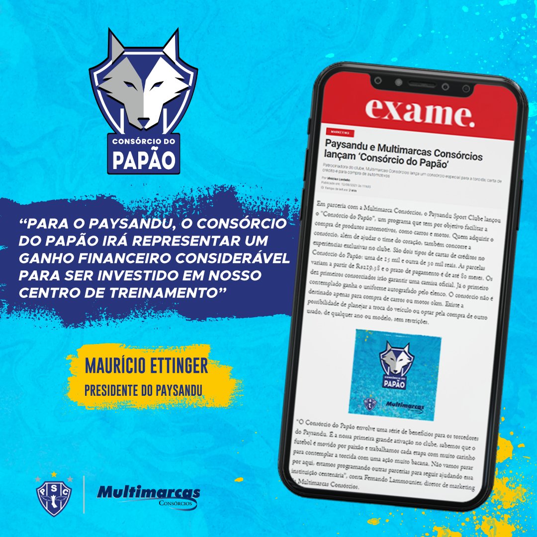 multimarcas's tweet image. Já começamos a colher bons frutos da parceria com o @Paysandu: o Consórcio do Papão já está tendo repercussões na mídia!!

Matéria na Exame: exame.com/blog/esporte-e…

#payxaopelaconquista #TimeMultimarcas