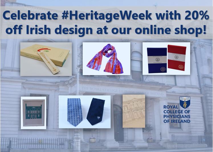 SALE! Celebrate #HeritageWeek with 20% discount off all Irish design items at the RCPI online store! 🛍 Shop our collection of products from Irish designers and craftspeople here: shop.rcpi.ie/collections/ir… 14-22 Aug. Discount added to your basket automatically. #LoveYourHeritage