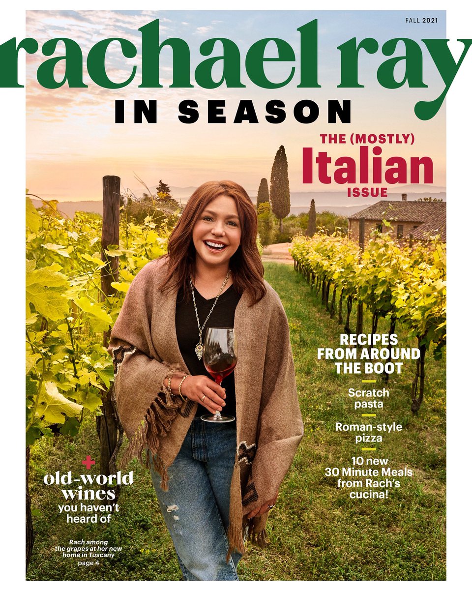 rachaelray's tweet photo. In Tuscany, the air smells different from any other place on earth I’ve visited. It’s sweet and filled with the scent of agricultural wonder…
I am so excited to share the magic with everybody in the brand new 🇮🇹-ish issue of #RRinSeason - out TODAY 💛
@RachaelRayMag https://t.co/KDuNzL4wWr