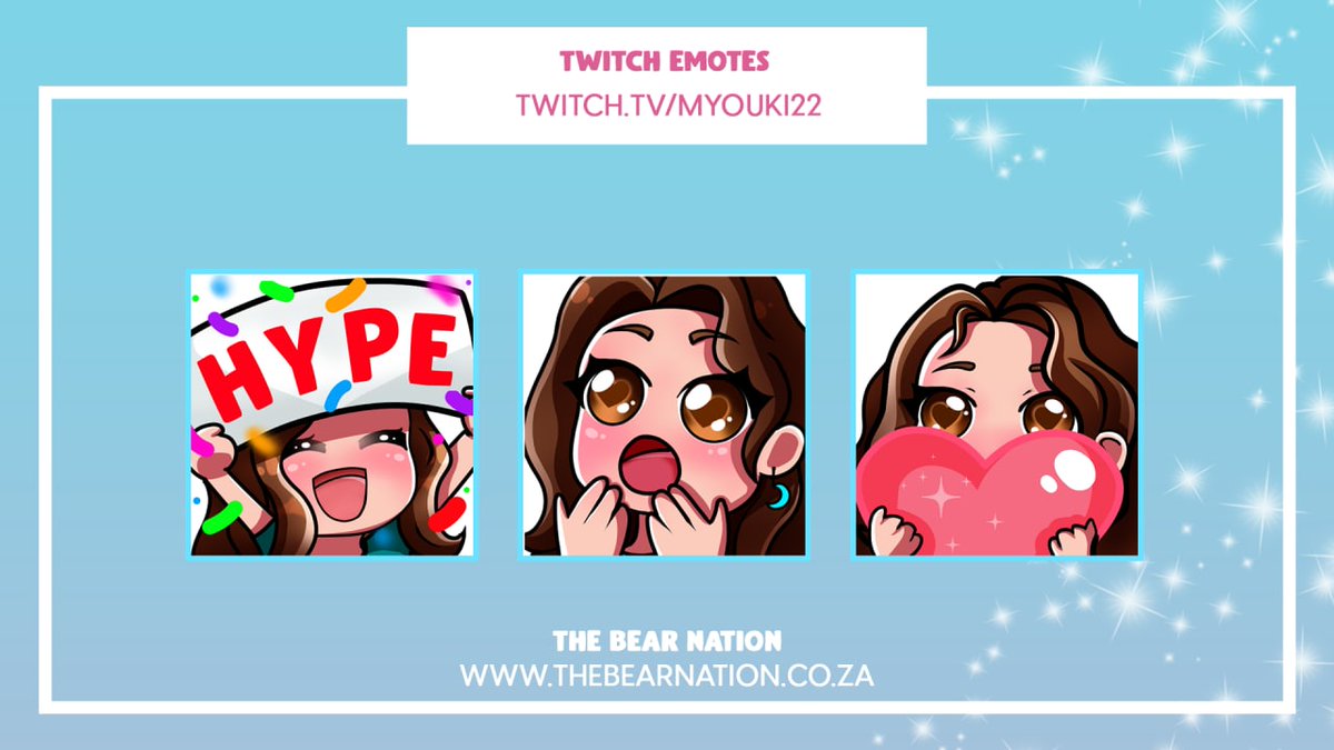 myouki22's tweet photo. Thank you so much to @michaelaQ_22 for these amazing and adorable emotes! Epic artist who deserves so much support! I am so excited to add these to my channel 🥰 https://t.co/NcSLI1vpdX