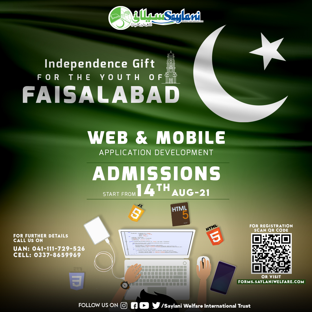 OfficialSwit's tweet photo. Independence Gift
for the Youth of
FAISALABAD
Web & Mobile Application Development Course
Admission Starts
14 August 2021
For Registration
OR Visit
https://t.co/06UHEOqsBb
041-111-729-526
0337-8659969
#SpreadSaylani
#SupportSaylani
#SMIT
#Faisalabad
#IndependenceGift https://t.co/0KDLGnl0Ll
