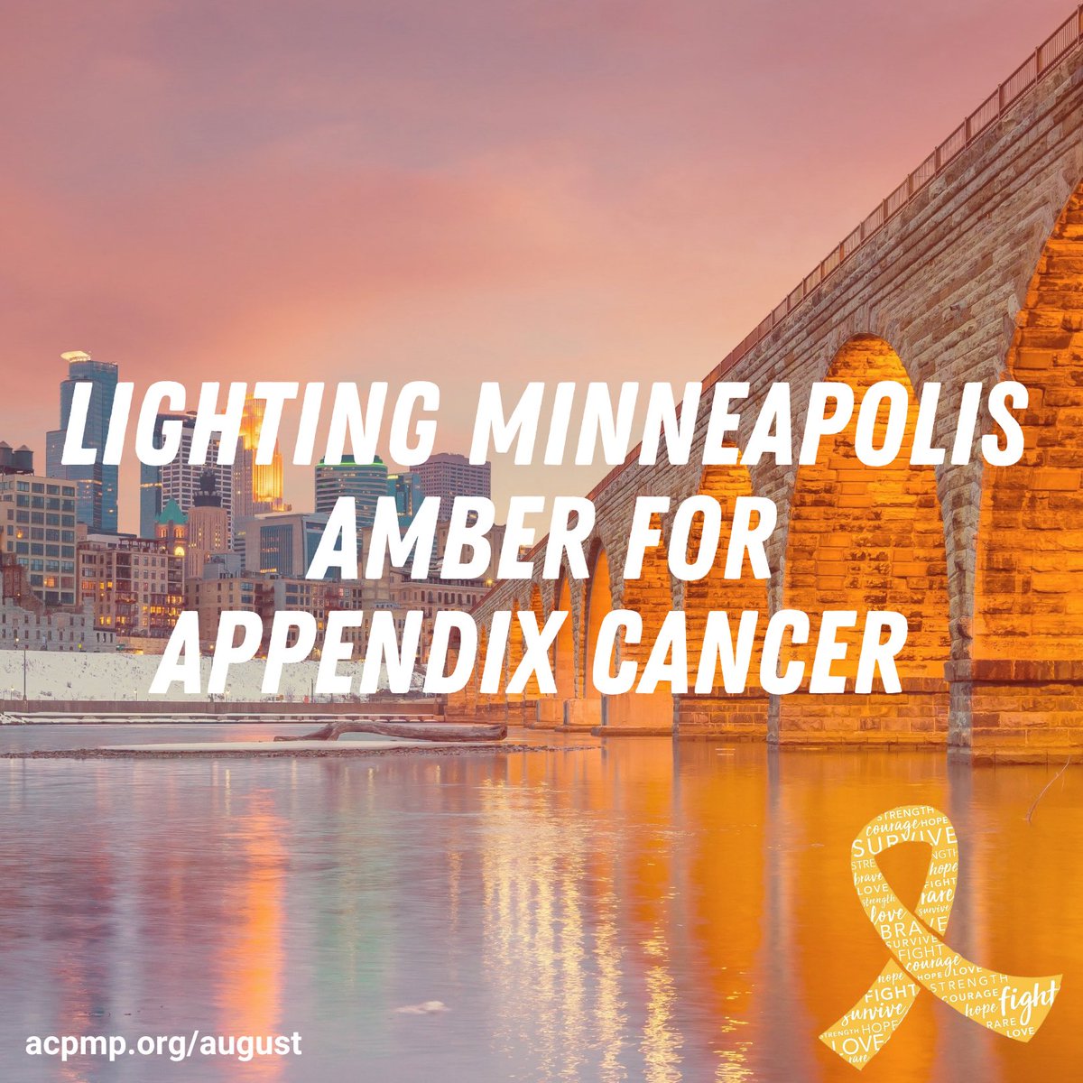 acpmpresearch's tweet image. #Boston, MA &amp;amp; #Minneapolis, MN bridges to light up AMBER on Sun 8/15 for first #AppendixCancerAwarenessMonth 

Zakim Bridge – Boston
Longfellow Bridge – Boston
Fore River Bridge – Quincy
Burns Bridge – Worcester
I-35W – Minneapolis
Lowry Ave Bridge – Minneapolis

Please share!🎗