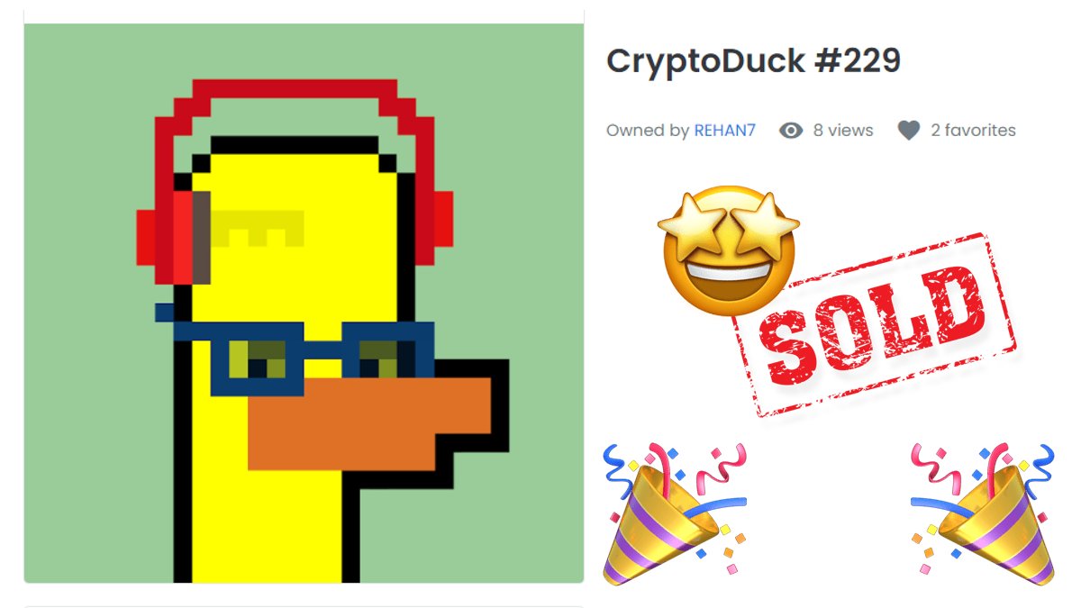 HitsLabNFT's tweet photo. The #CryptoDuck #229 was sold!🔥
Congrats, REHAN7!🤩
And gets 1 more Ducks as a gift!🎁
https://t.co/AecLTemK8E
#NFT #NFTs #NFTCommunity #nftcollector #nftart #cryptoart #pixelart #nftartist
@opensea
 #OpenSeaNFT https://t.co/tmfNcT2uJt