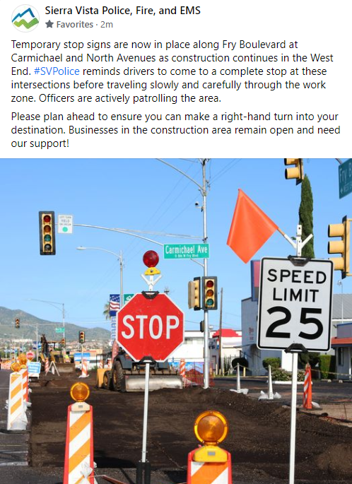 CCFirenIncident's tweet photo. #SVFaM: Temporary stop signs are now in place along Fry Boulevard at Carmichael and North Avenues as construction continues in the West End. #SVPolice reminds drivers to come to a complete stop at these intersections before traveling slowly and carefully through ... 1/ https://t.co/uQhr4lfC4U