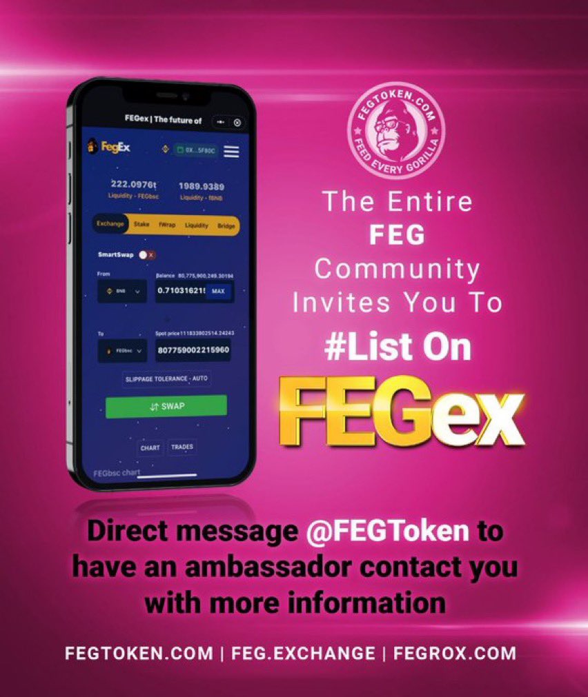 _cryptosurfer's tweet image. #Calling #AllDevs #Devs #listit #newprojects #smallcapcrypto #lowcapcrypto #tokens #coins #cryptoprojects #defi #dapps #Ethereum #Binance #FegEX #Feg #Fegtoken #listyourtoken