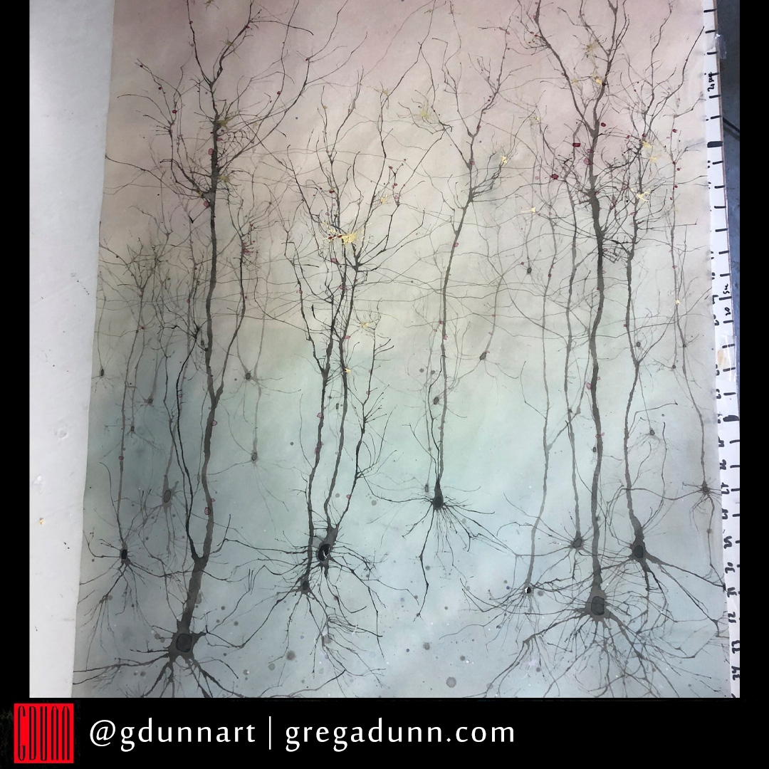 A raw painting of the cerebral cortex waiting to be cut up and mounted into scrolls. Releasing new ones in October, stay tuned! #scroll #asianart #neuro #brainart #brain #art #neuron