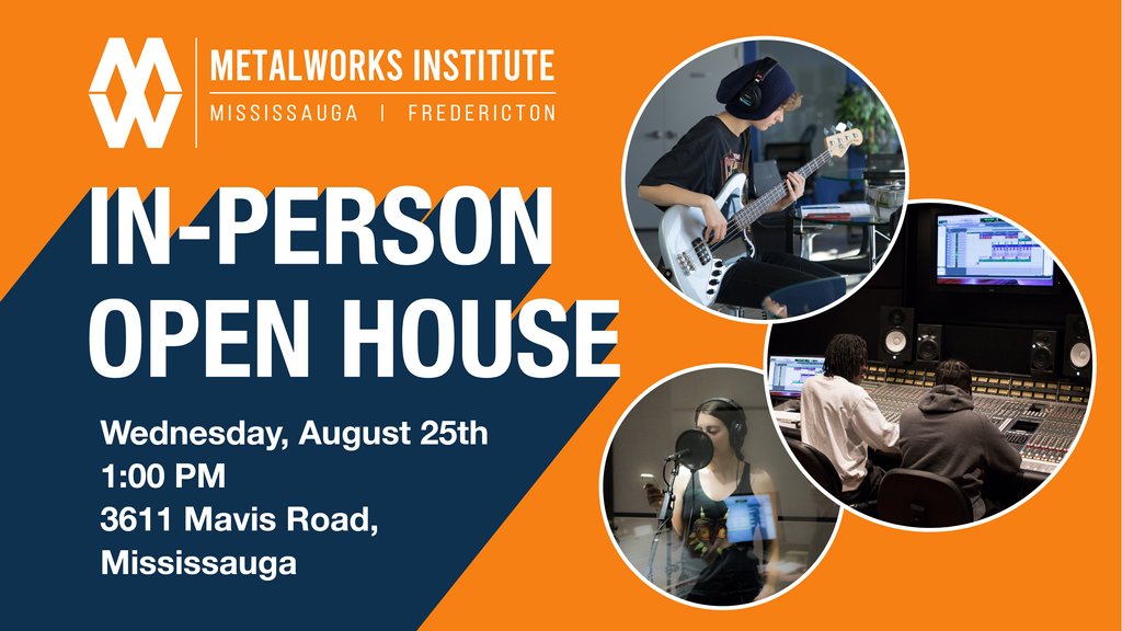 RSVP to attend our upcoming Open House! Tour the #MetalworksInstitute campus including <a href="/metalworksSOUND/">Metalworks Studios</a> and <a href="/metalworksLIVE/">Metalworks Productions</a> #InPerson, meet our team, and apply for classes starting September 2021!

Register online at metalworksinstitute.com/tours/

#Mississauga #CampusTour