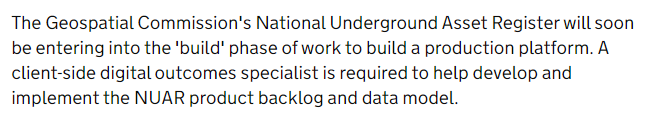 owenboswarva's tweet photo. Supplier opportunity – utilities data and product specialist for the #GeospatialCommission's National Underground Asset Register (#NUAR) https://t.co/YdM5HokTgD #geospatial
£765 per day, initially for six months with option to extend up to a total of 2 years. https://t.co/iAJOqUBkfa