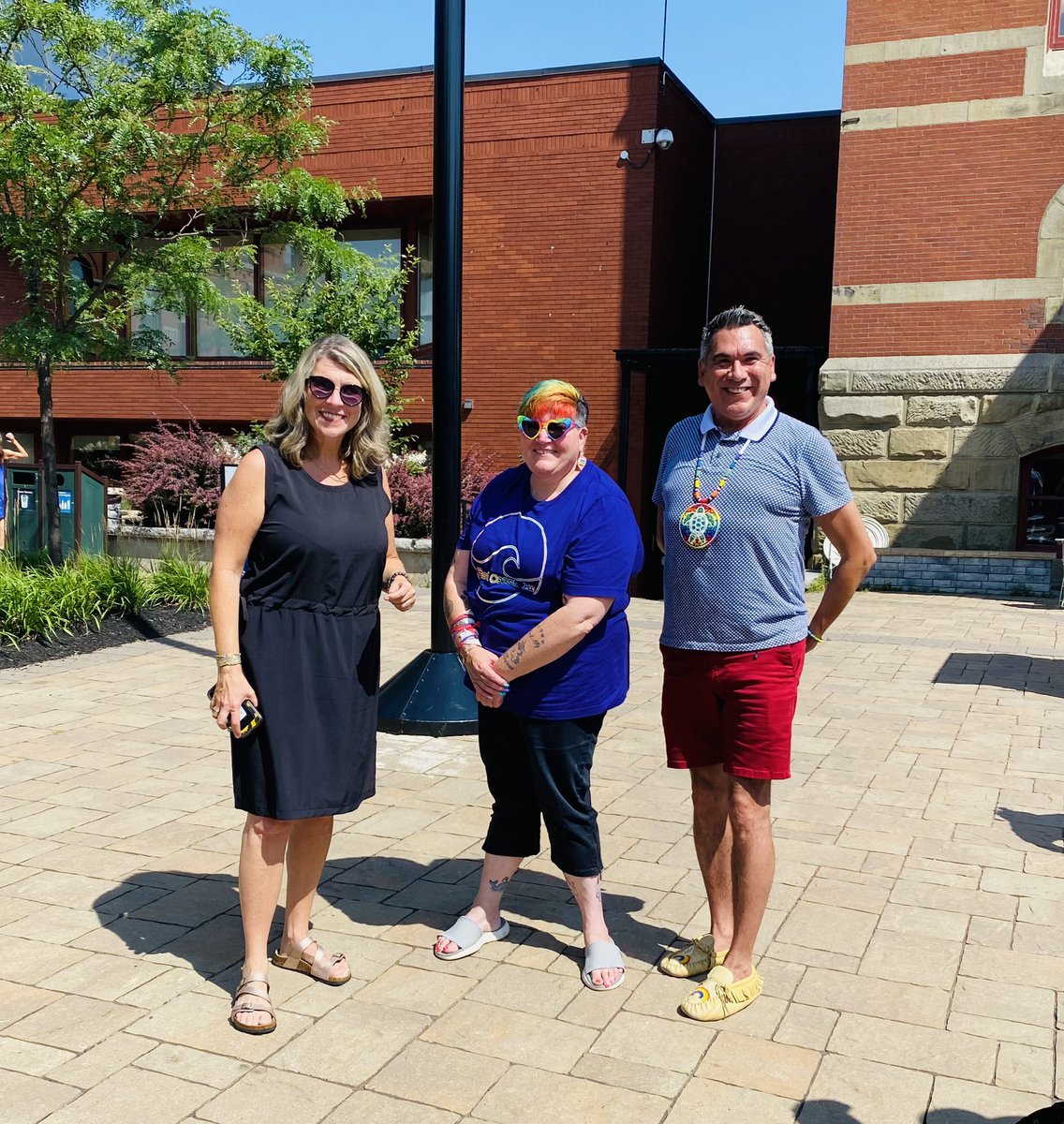 chiefallanjr's tweet photo. Happy Pride #Fredericton activities in our Wolastoqyik territory starting today. Flag raising at city hall @MayorKateRogers &amp; friends.       https://t.co/9MO9589nm2  #Pride #loveislove #2spirited 🌈🦅 https://t.co/pc4Ah03svS