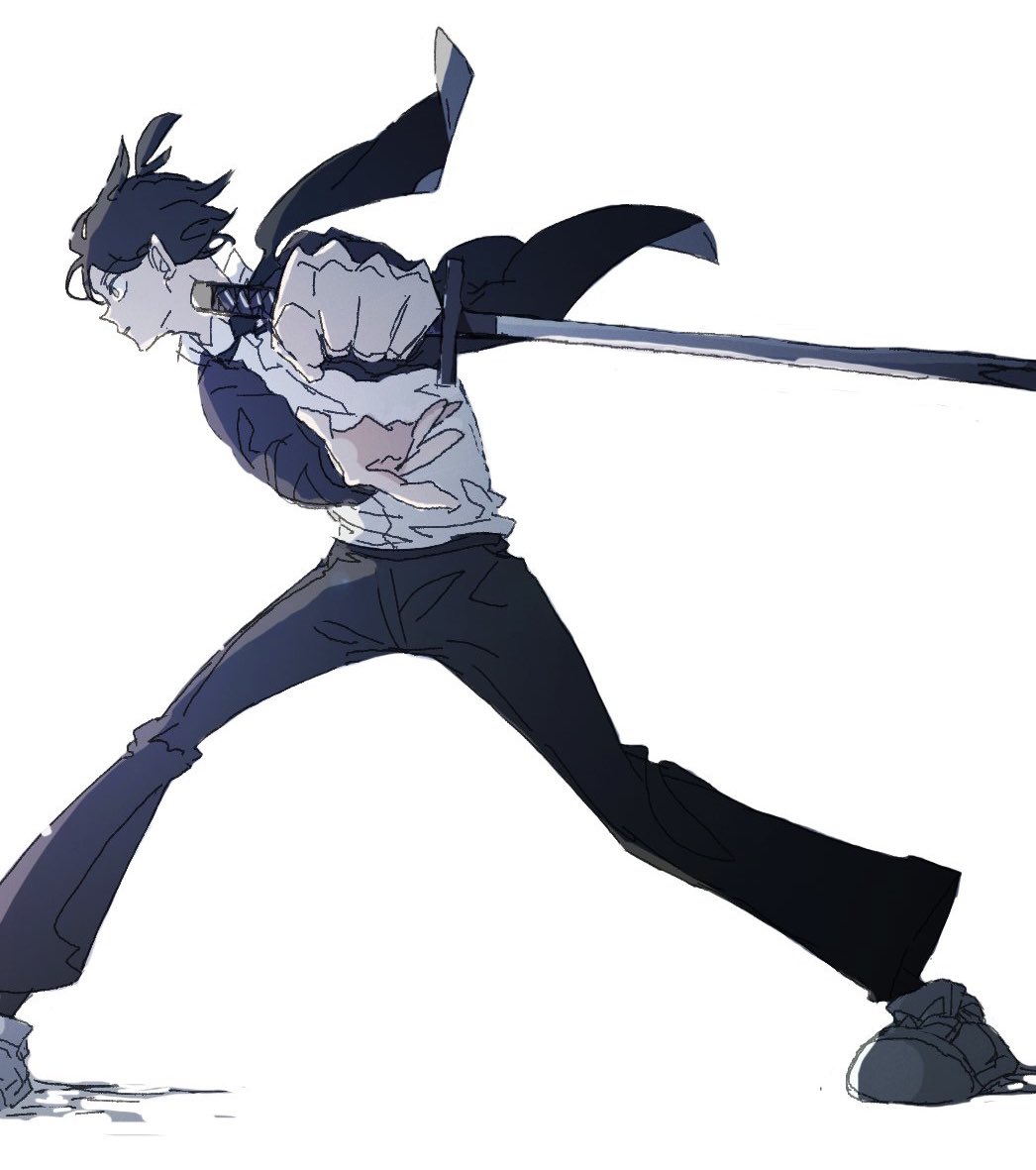 hayakawa aki topknot weapon sword 1boy katana solo white background  illustration images