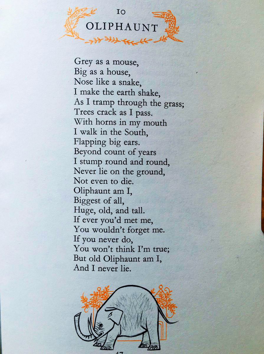 Dr_Dimitra_Fimi's tweet image. “Grey as a mouse,
Big as a house,
Nose like a snake,
I make the earth shake,
As I tramp through the grass;
Trees crack as I pass.”
#WorldElephantDay #Tolkien #Oliphaunt 
Art by Pauline Baynes + @AlanLee11225760 
🐘🐘🐘🐘🐘🐘
@TolkienSociety @theoneringnet @JRRTolkien @UofGFantasy