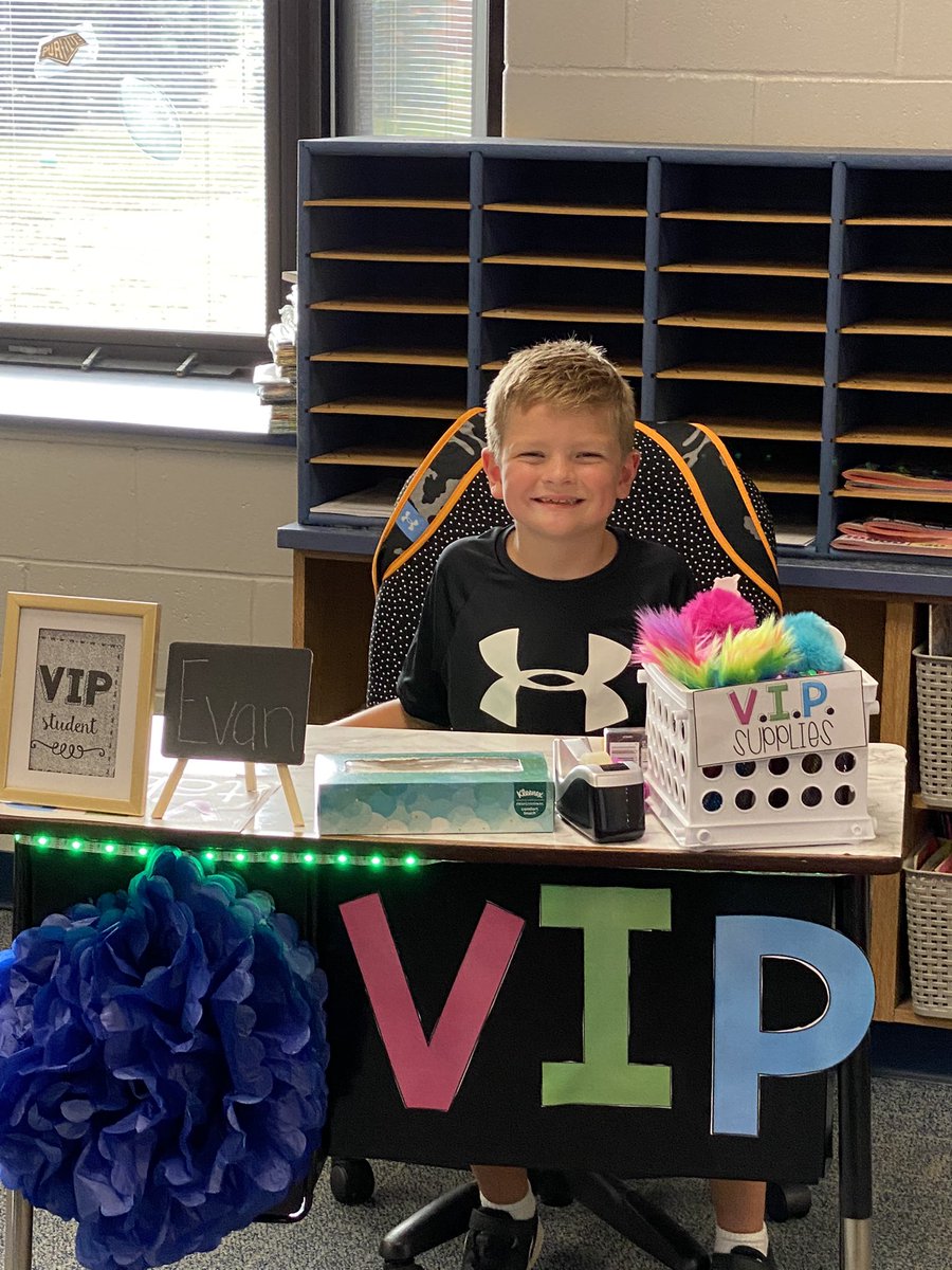 LaceyRob26's tweet photo. Had an amazing first full week at school!  Evan was our first VIP!  The kids were all so excited this morning!  #FCEfish https://t.co/MQkNiQyNeE