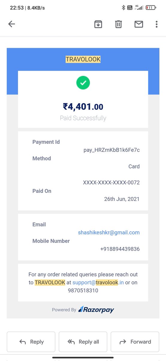 shashikeshkr's tweet photo. @Cyberdost @JharkhandCMO @DCP_CCC_Delhi @CybercrimeCID  I have booked a flight ticket from @travolook on 26th jun. But they Cancelled my booking stating fare expiration. And haven't refunded my money till date. Please Help. Evey time you call, they say it will take 7 to 10 days. https://t.co/aKpm8yxEQ1