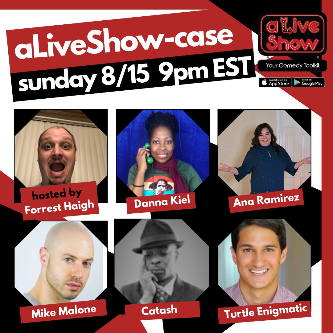 aLiveShowApp's tweet photo. Look at this aLiveShow-case lineup!!!
Sunday is going to be 🔥🔥
Join us in the aLiveShow app for our weekly showcase this Sunday at 9pm EST!
#comedyshow #comedy #virtualshow #freecomedyshow #standupcomedy #comedycentral @IamCatash @mikemalone_nyc @turtleenigmatic @djdannak https://t.co/Vjt1JHKf4f