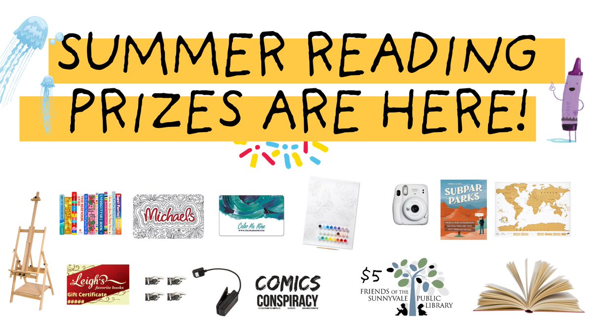 Did you finish your Summer Reading? Don't forget to pick up prizes by Aug. 31! Adults, get your $5 <a href="/FOTSVL/">FOTSVL (Friends of the Sunnyvale Library)</a> gift certificate and prize drawing ticket at the Information Desk. Children and teens, choose your prize book at the Children's Desk.

👉 Learn more: sunnyvale.ca.gov/community/libr…