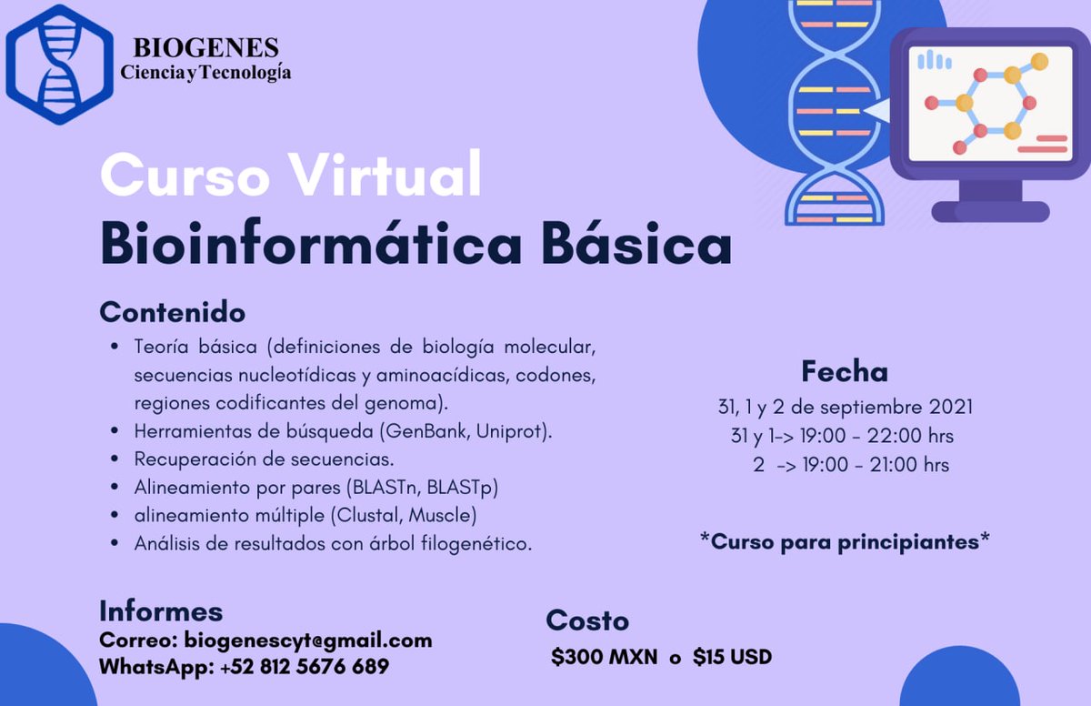 Dm para mas información 
#Bioinformatics #aligment #genbank #blast #phylogenetictree