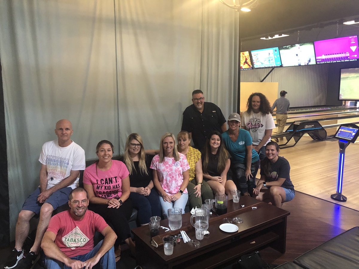 PESRobbins's tweet image. Summer leadership meetings ended with a strike! Bowling that is. Congrats to Mrs. McClain who was the top scorer and is guaranteed not to have to serve as note taker at any leadership meeting this year.