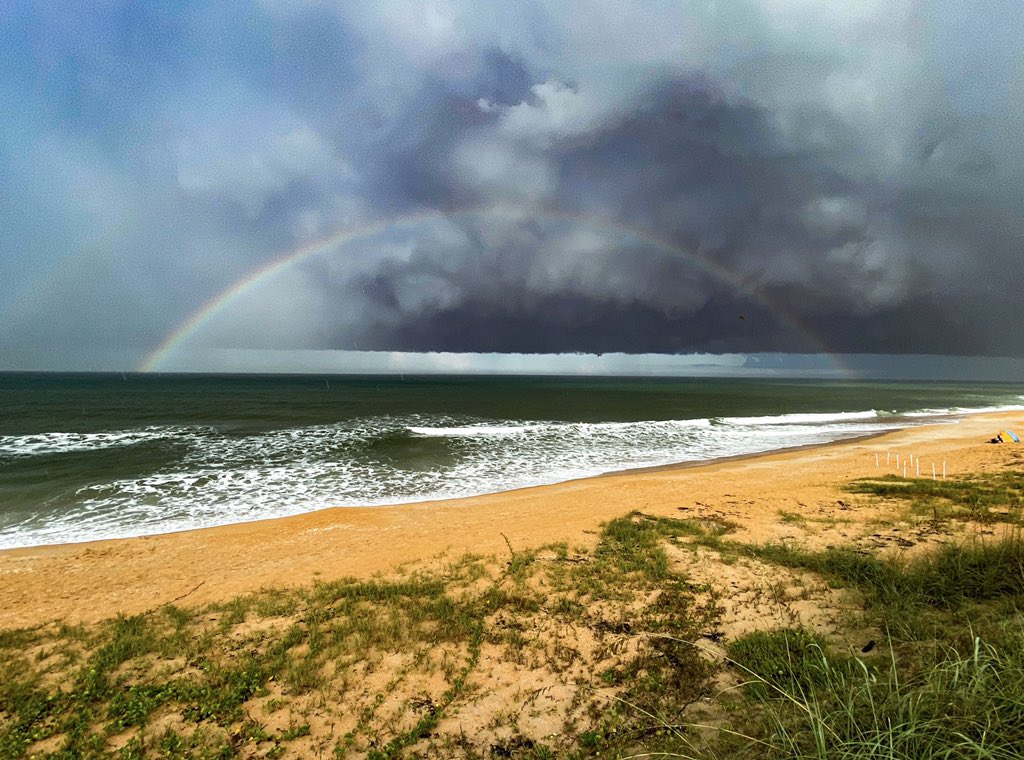 The benefit of daily afternoon storms is rainbows 🌈 galore! Chasing rainbows is a good reason to hang out at the beach. Twist my arm!!! TheAdventureDetour.com #rv #rvlife #rvliving #rvlifestyle #gorving #rving #rvtravel #rvfamily #rvcamping #rvcampinglife #fulltimerv