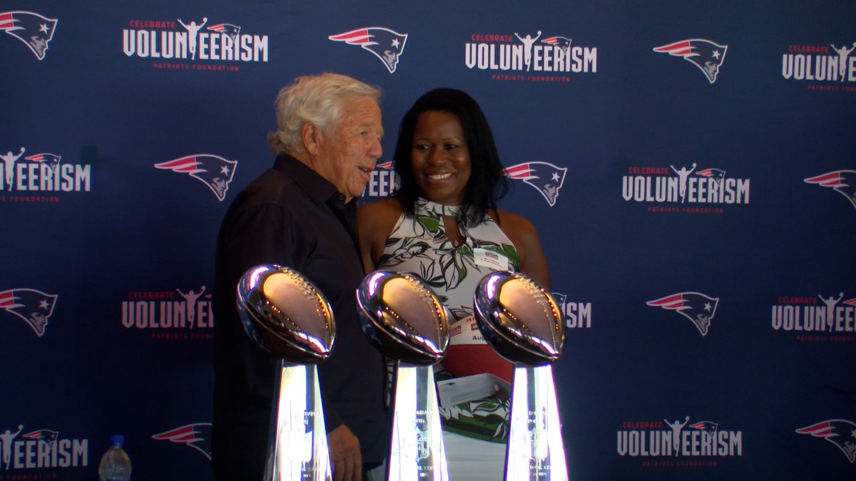 Thank you, @Patriots! Becky Gladstone, our board president and pantry volunteer, was thrilled to be recognized as a Myra Kraft Community MVP, and our non-profit is so very grateful for your generous donation. 