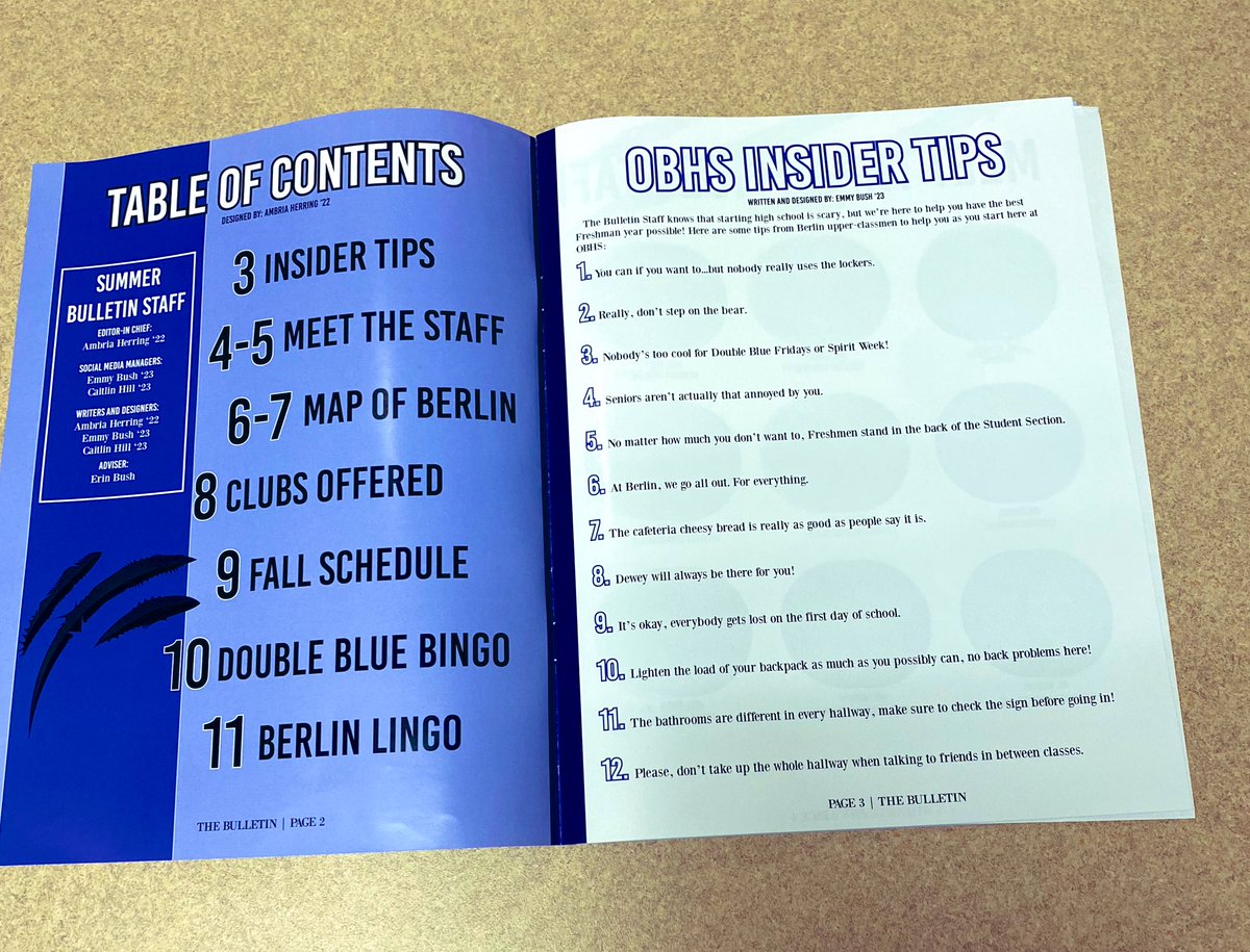 Todd_spinner's tweet image. The staff of “The Bulletin” gave all Freshman a survival guide today!  Well done Bears, well done!!  #GreatTips✔️🐻
#AwesomeIdea!✔️🐻
@obhsstudentnews @MainObhs @ObhsStudent @BerlinBears_SS @ErinBushOBHS