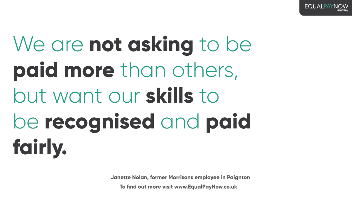 Read more about why Morrison's equal pay client Janette joined the claim bit.ly/2Hye6F1

#EqualPayNow #Morrisons