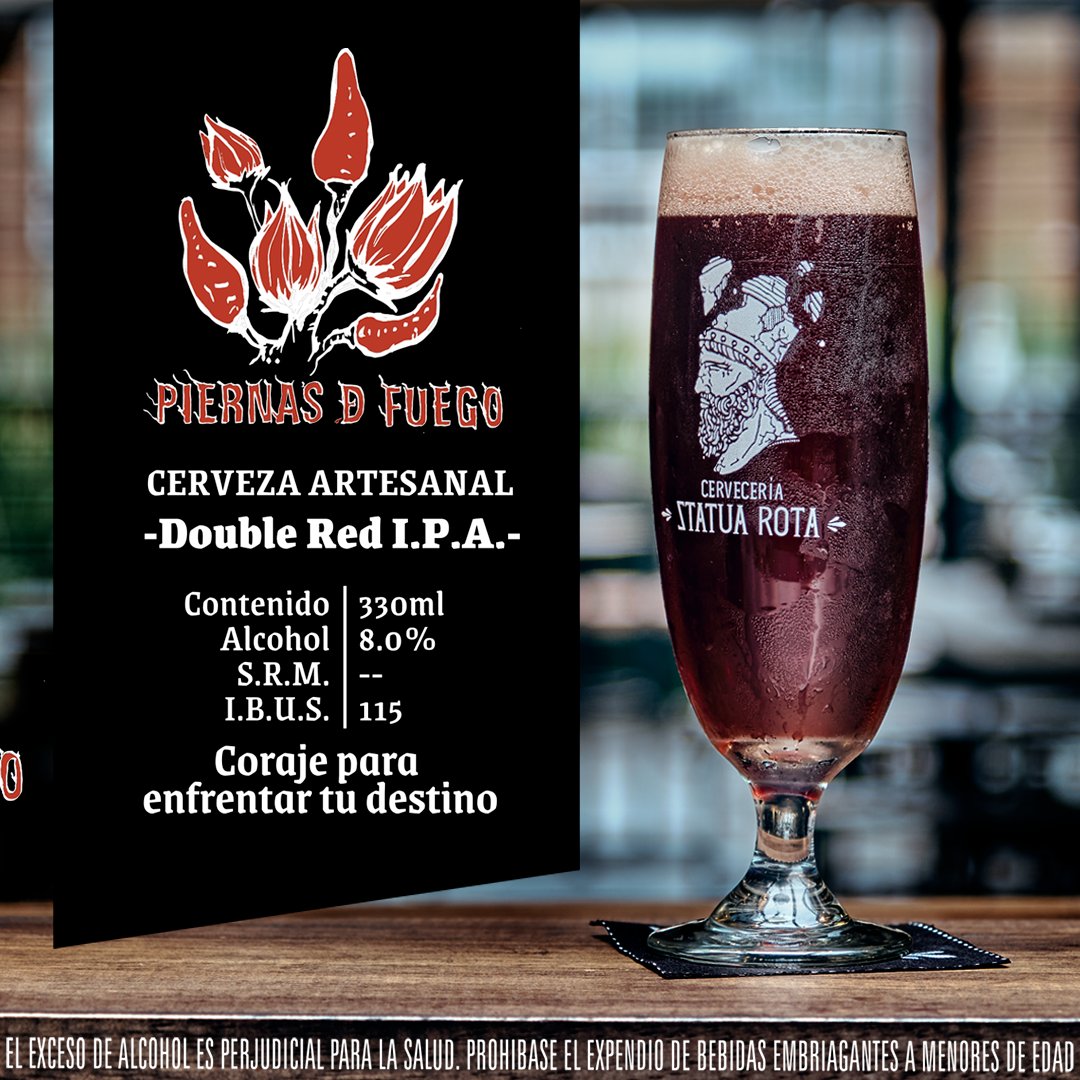 statuarota's tweet photo. Piernas de fuego 8.0%  Cerveza de color rojo intenso único con un amargor especial acentuado por la flor de jamaica, una carga importante de lúpulo y  mezcla especial de chiles.

#beerporn #CraftBeer #Bogota #Colombia #brewing #beerrunners https://t.co/EbhuHKKbQg
