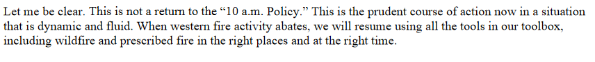 StaciHeaton's tweet image. Been seeing a lot of grousing about @forestservice Chief Randy Moore's recent policy on putting out wildfires. Seems some people missed this paragraph of his memo? #wildfire #prescribedfire #managedfire