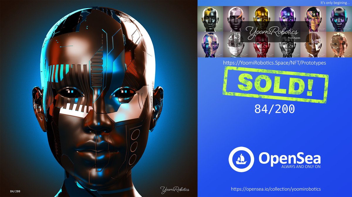 💰💵 SOLD!!! 💵💰
84/200 opensea.io/assets/0x495f9…

Collection: "Prototypes" from YoomiRobotics
opensea.io/assets/yoomiro…

#YoomiRobotics #nfts #Cryptoartists #cryptoart #nft #DigitalArt #YoomiClub <a href="/OpenSea/">OpenSea</a> <a href="/YoomiRobotics/">YoomiRobotics</a> #OpenSeaNFT