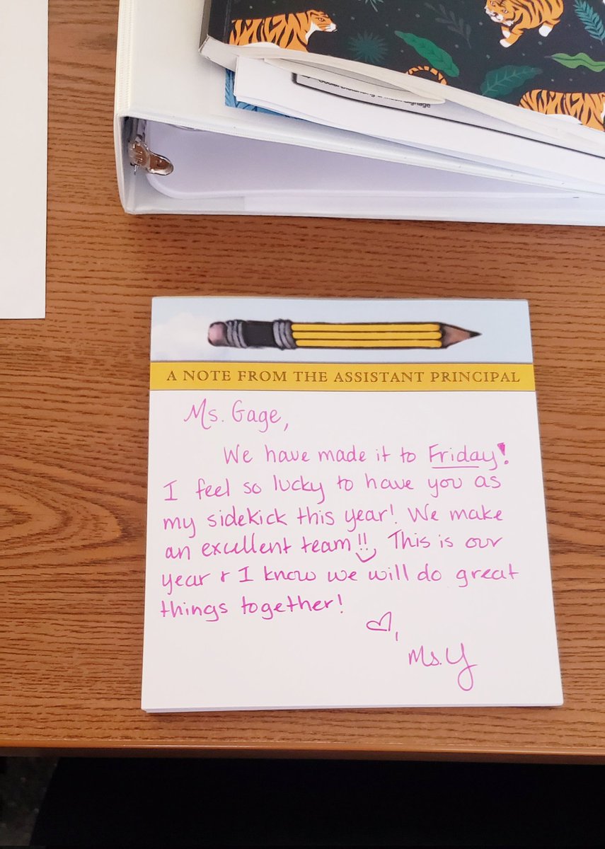 TGage_MEd's tweet photo. Walked into my office and this was on my desk! Thank you Ms. Y and happy Friday! Our test will soon turn into a testimony of greatness! #PawsitiveEnergy #kindnessmatters #newnotepad @BeckyYedvobnick https://t.co/DHJWYnQTMI