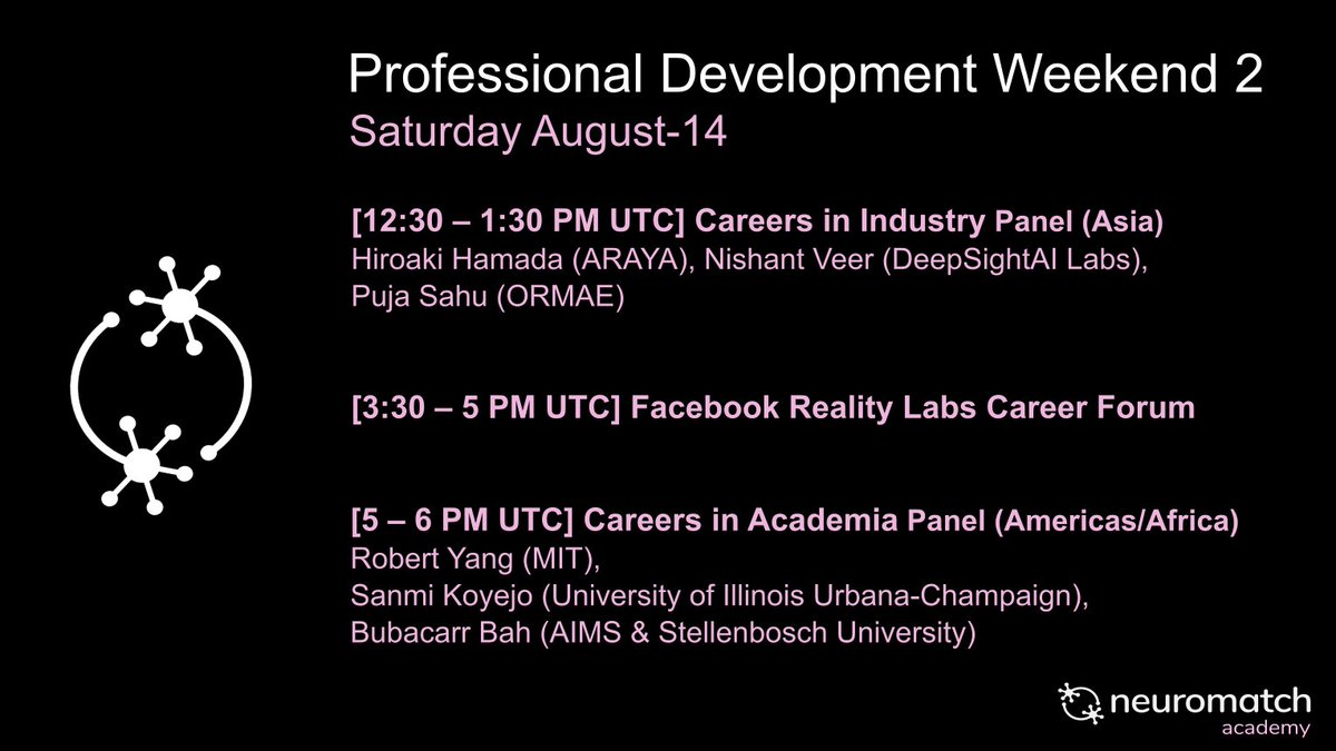 neuromatch's tweet image. Second week of #Neuromatch DL is done where students have learned about basics of Convnets, RNNs, Attention, &amp;amp; Generative models. It's now time to decompress for the 2nd time and attend professional development sessions on Saturday (August-14). Details in 🧵