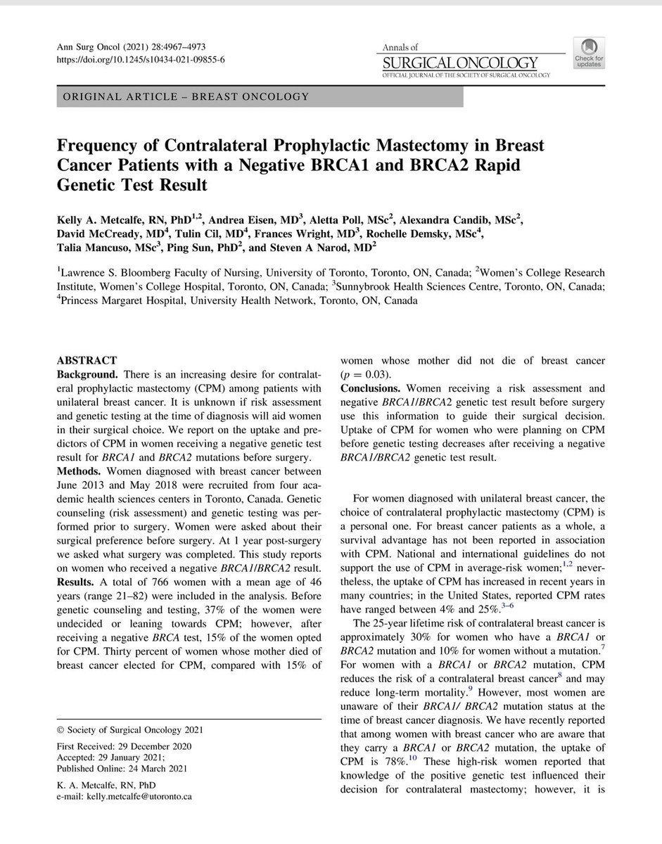 There are many factors to consider when making a decision about breast surgery. This data emphasizes the importance of empowering women to make informed decisions by providing them with information. 
#breastcancer #genetics