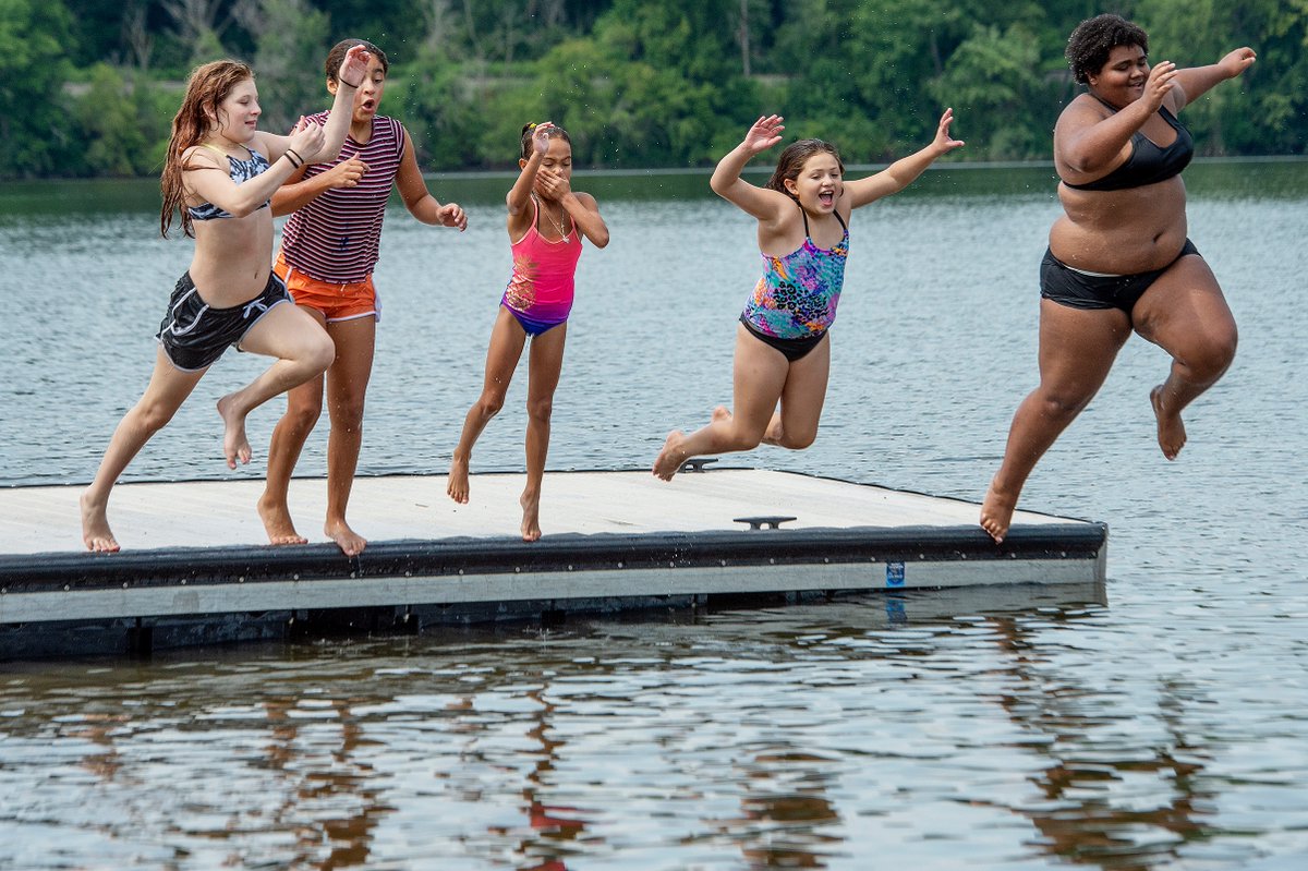 EricaPhotog's tweet photo. The Flores/Garcia family stay cool swimming at Schoharie Crossing Aqueduct boat launch #518wx #FortHunter https://t.co/xkIH1DyL88