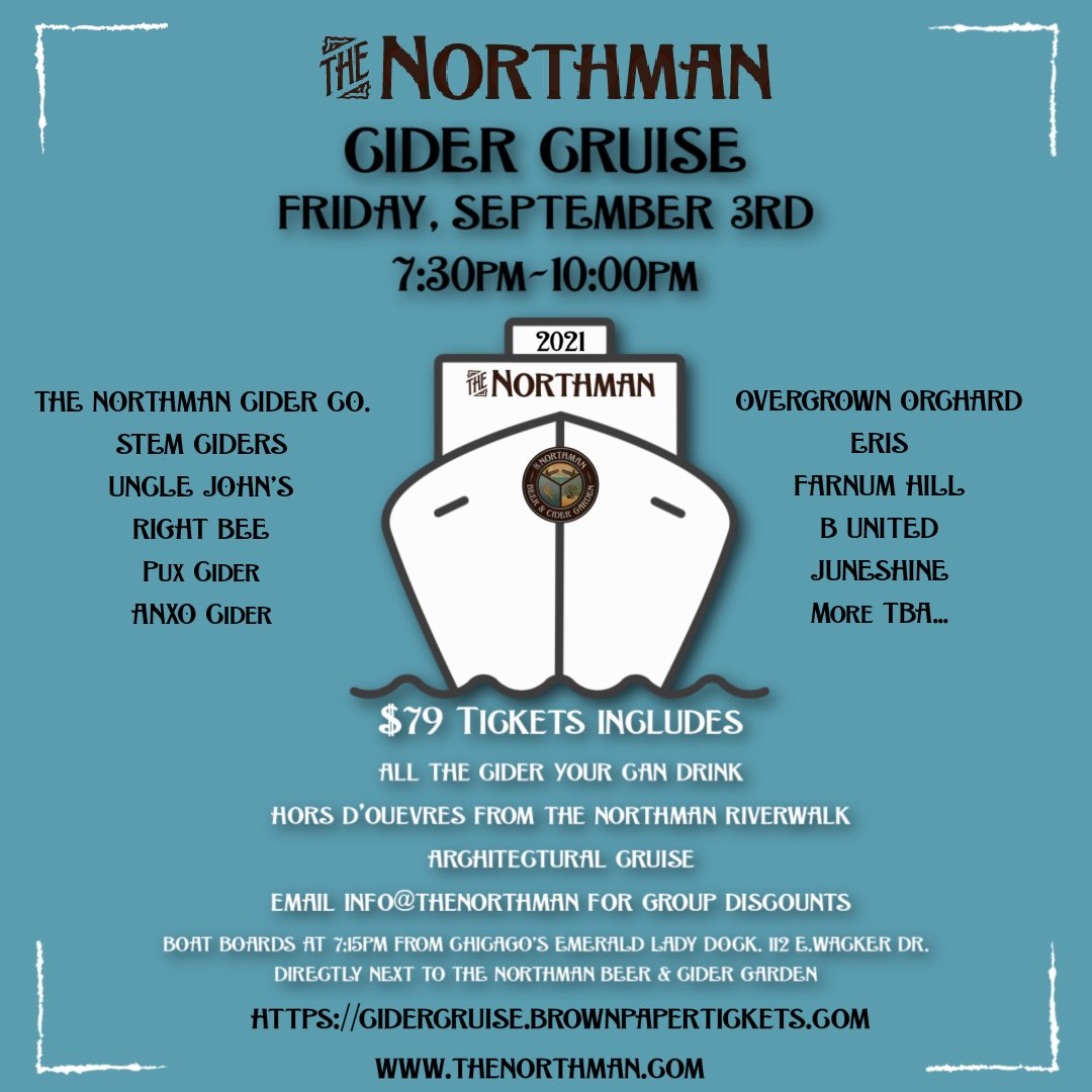 TheNorthmanRiverwalk (@the_riverwalk) on Twitter photo On sale Monday!!!!! <a href="/stemciders/">Stem Ciders</a> <a href="/UncleJohnsCider/">Uncle John</a> <a href="/RightBeeCider/">RIGHT BEE® Cider</a> <a href="/ErisChicago/">Eris Chicago</a> <a href="/FarnumHillCider/">Farnum Hill Ciders</a> <a href="/BUnitedInt/">B. United Int.</a> <a href="/puxcider/">Pux Cider</a> <a href="/ANXOcider/">ANXO</a> <a href="/JuneShineCo/">JuneShine</a> #thenorthmanriverwalk #cidercruise #cider #ciderlover #ciderlife #craftcider #chicagoevents #riverlife #chicagoriverwalk #FridayFeeling On sale Monday!!!!! <a href="/stemciders/">Stem Ciders</a> <a href="/UncleJohnsCider/">Uncle John</a> <a href="/RightBeeCider/">RIGHT BEE® Cider</a> <a href="/ErisChicago/">Eris Chicago</a> <a href="/FarnumHillCider/">Farnum Hill Ciders</a> <a href="/BUnitedInt/">B. United Int.</a> <a href="/puxcider/">Pux Cider</a> <a href="/ANXOcider/">ANXO</a> <a href="/JuneShineCo/">JuneShine</a> #thenorthmanriverwalk #cidercruise #cider #ciderlover #ciderlife #craftcider #chicagoevents #riverlife #chicagoriverwalk #FridayFeeling