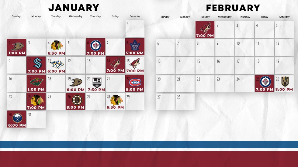Avalanche's tweet photo. You had the dates, now we've got times!

#GoAvsGo https://t.co/DLOjxEa3DA