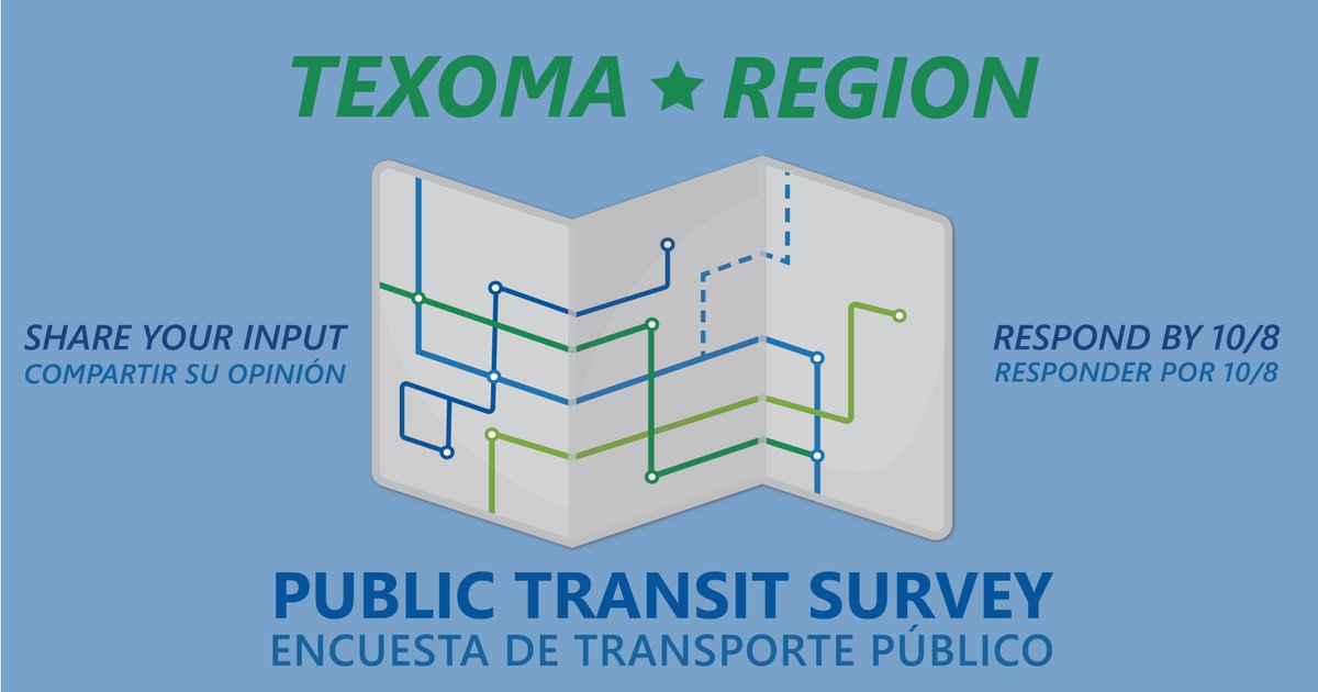 SDMPO's tweet image. Please complete the Texoma Region Public Transit Survey.  The survey can be found at the following link:

texomatransitsurvey.questionpro.com

Thank you for participating!