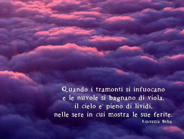 LucreziaBeha's tweet photo. Quando i tramonti si infuocano e le nuvole si bagnano di viola, il cielo è pieno di lividi, nelle sere in cui mostra le sue ferite. Lucrezia Beha
#lalunanelcuorelanottenelsangue #lucreziabehaofficial #lucreziabeha #lividi #tramonto #viola #ferire #frasi #citazioni #aforismi https://t.co/IrdkZDA6Gx