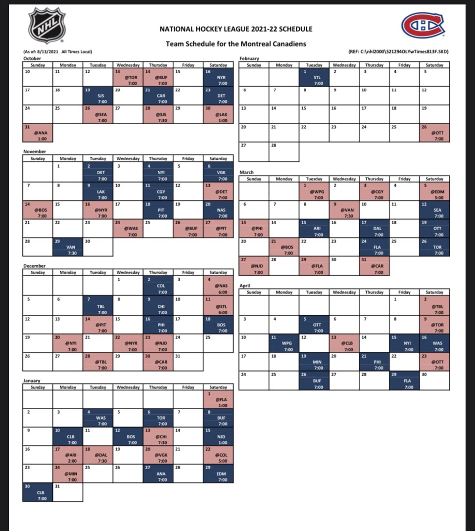 HF Habs Canadiens 202122 Schedule Released Page 2 HFBoards NHL Message Board and Forum