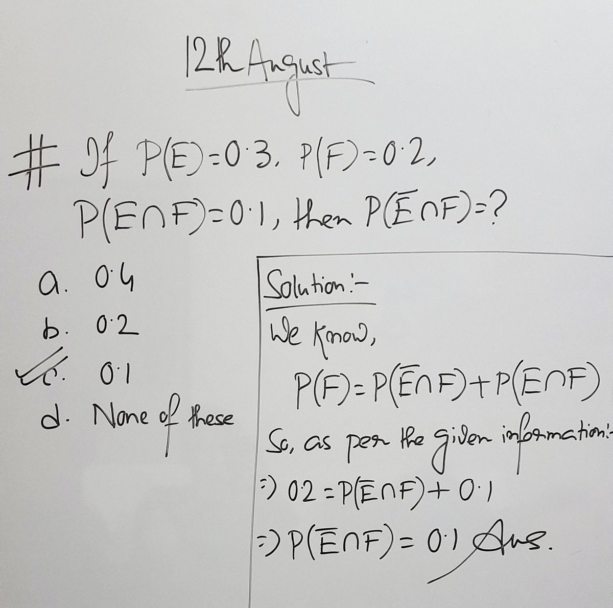 MathMagic5's tweet image. Solution of 12th August&apos;s Problem

#probability #probabilityandstatistics #probabilitytheory #mathematicsisbeautiful #maths #mathsteacher #jeemains #jeemains2021 #aieee #iitjeepreparation #iitmaths #cbsemaths #icsemaths #class11maths #mathstricks #byjus #vedantu #iitjee