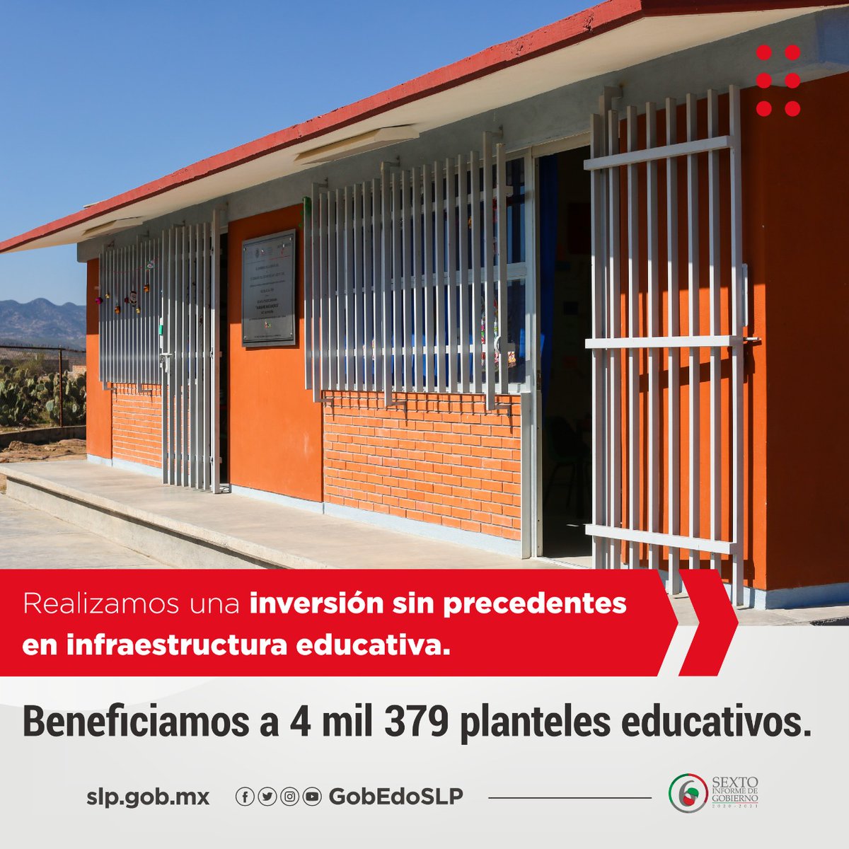 Mejoramos 8 de cada 10 planteles de educación básica, un total de 4 mil 197 centros educativos.
#InformeJMCarreras