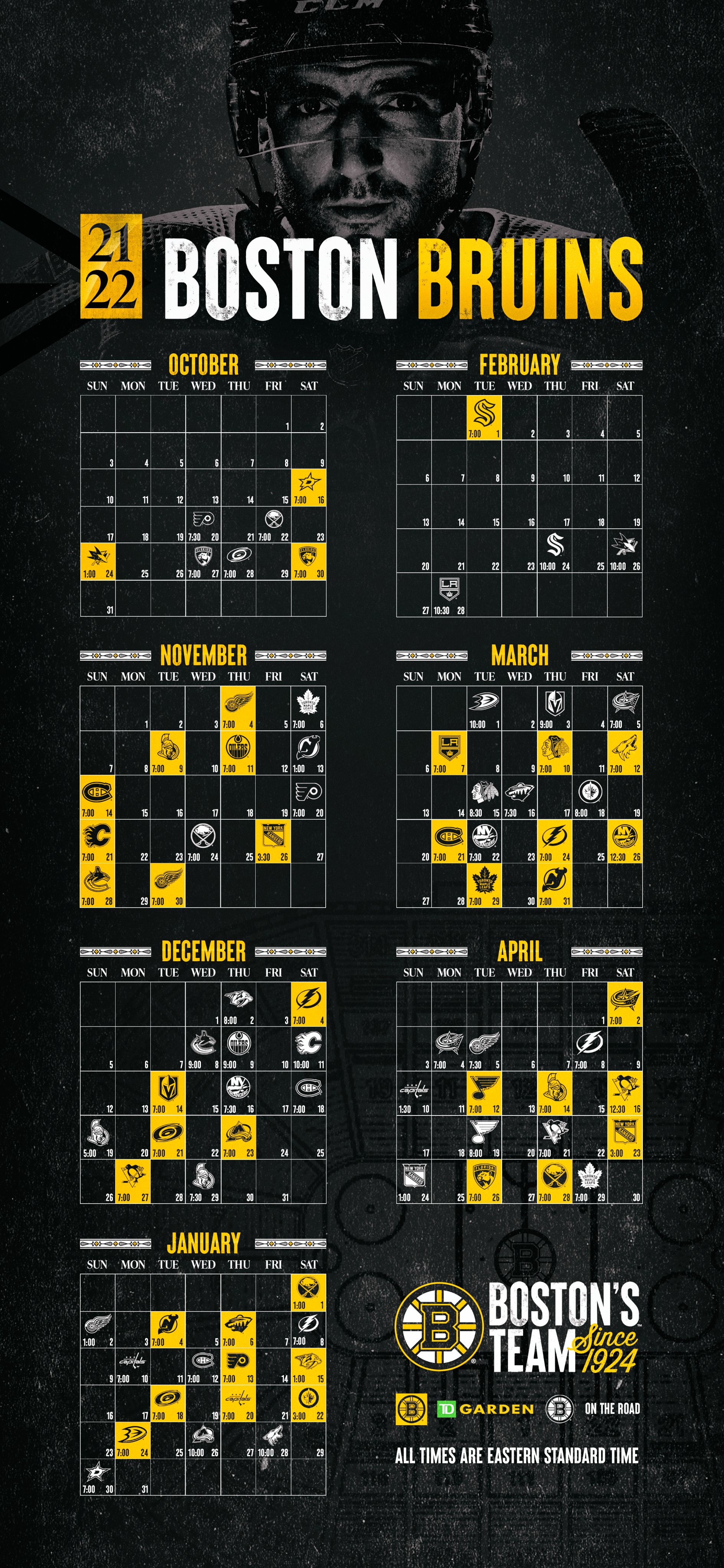 Boston Bruins Schedule Printable