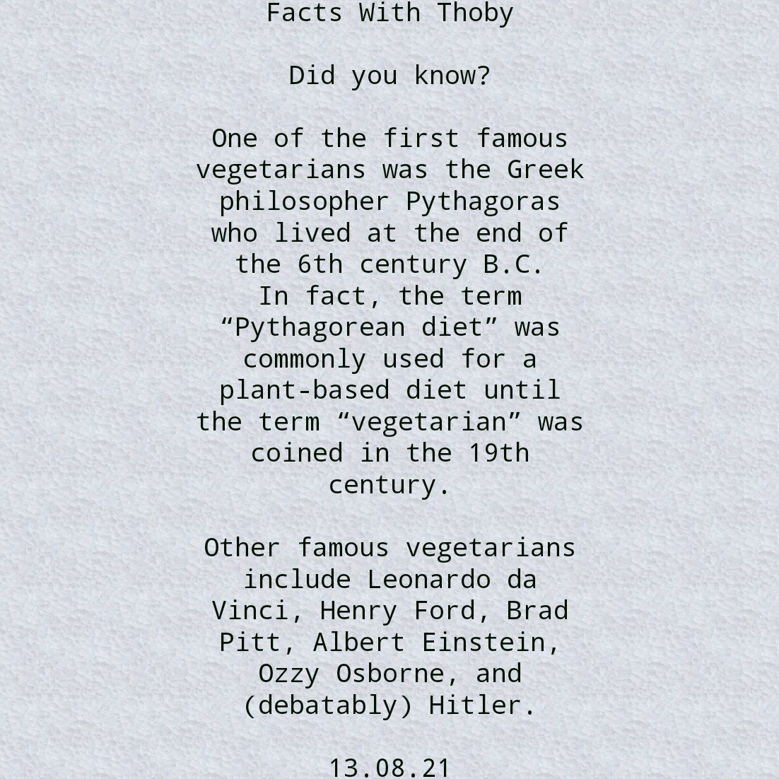 Holuwathoby's tweet photo. #VegetarianFacts
#FactsWithThoby https://t.co/jsNw7FnKl7