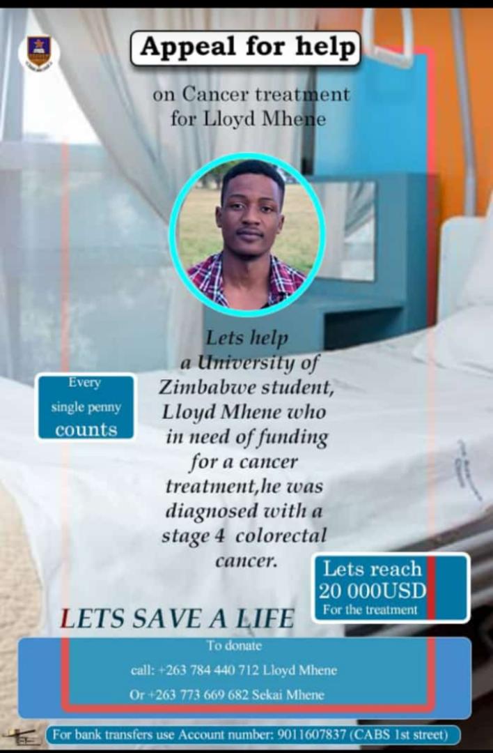 WKamhamba's tweet photo. Follow Zimbabweans , and particularly the University of Zimbabwe community, let us give a hand to our brother,Lloyd Mhene who is in dire need of help.Any amount can make a change. #SaveALife. #ADollarForLloyd https://t.co/fHyfW3cIr7