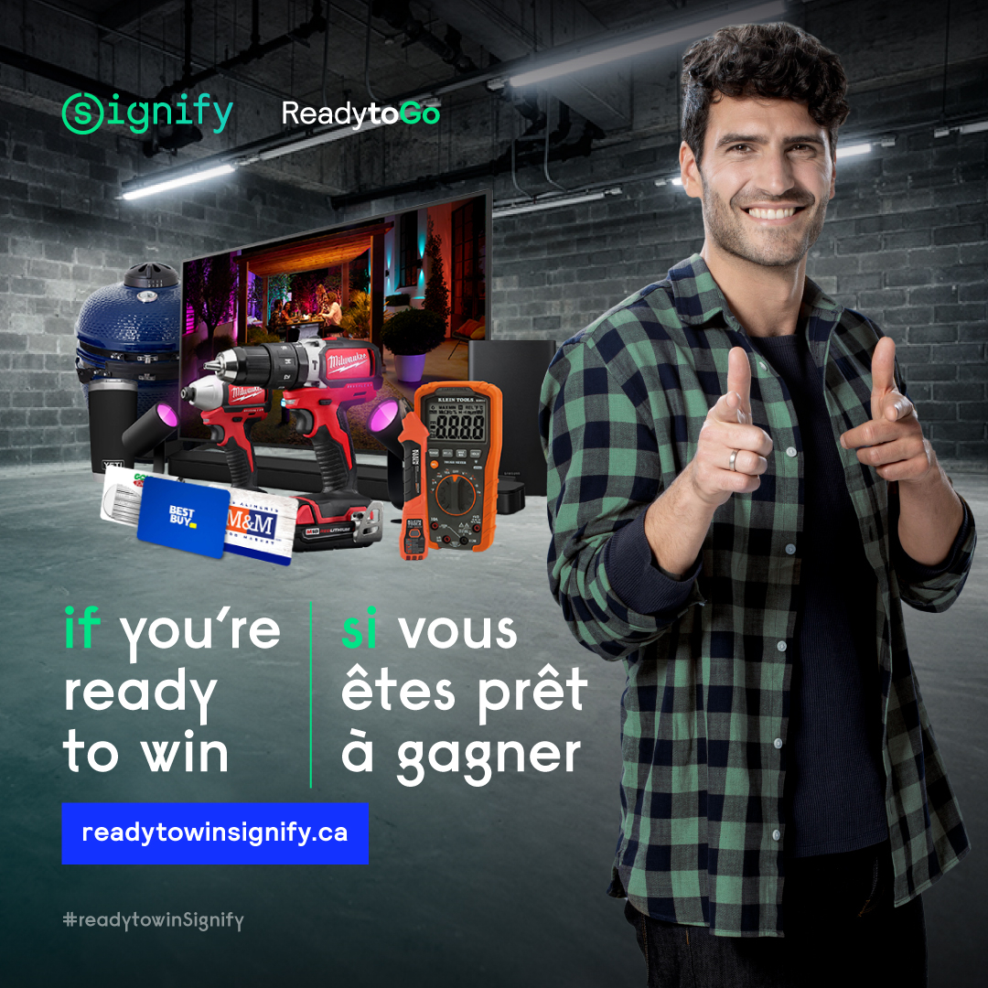 Calling all Canadian Contractors 📢 
🚨 Check out Signify's contest ""If You're Ready to Win"". Enter now for your chance to win the ultimate grand prize valued t more than $4000. And when you choose Signify ReadytoGo lighting for your job, at Franklin Empire, you'll increase