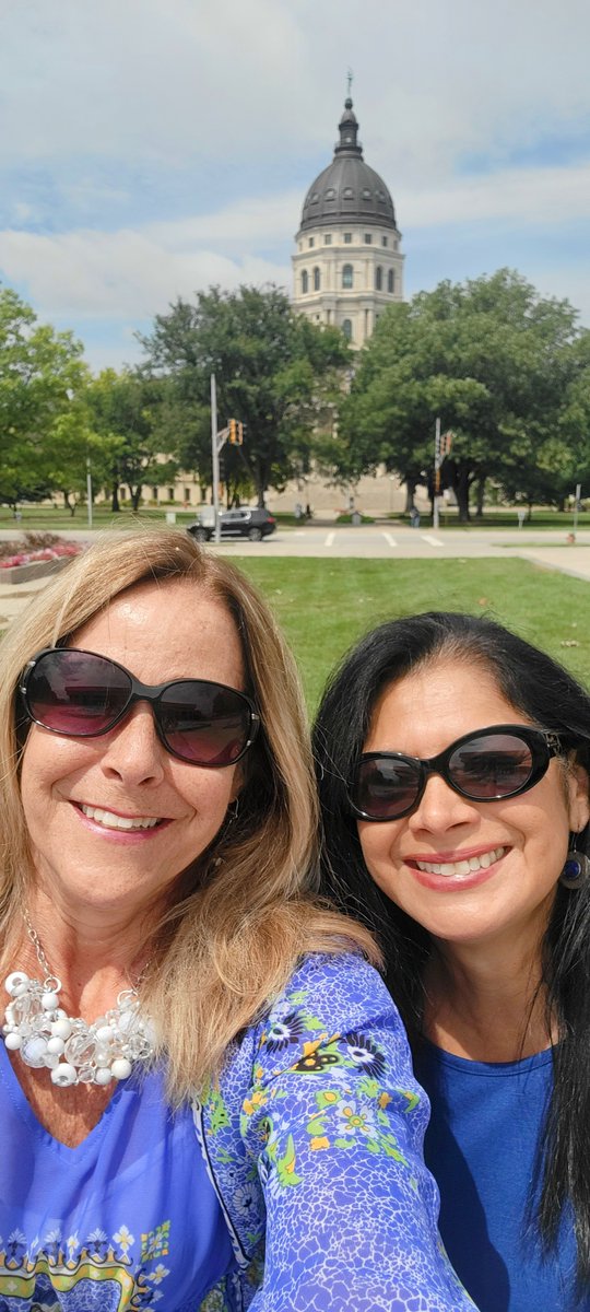KansasCounties's tweet photo. Next stop on the #KansasCounties #CityHallSelfie Day tour, @KansasCounties Kimberly @kkqtopeka & Dornella bring you a view of our beautiful historic KS State Capitol in Topeka, #ShawneeCountyKS ! We're blessed to work just a block or so away from this majestic building! @ELGL50 https://t.co/WO5SVVj0KM