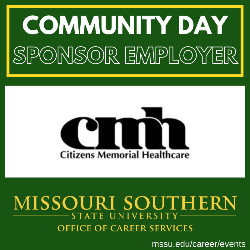 MSSUCareer's tweet photo. We’d like to thank Community Day Sponsor Citizen's Memorial Healthcare. Stop by their table on Wednesday the 18th from 10:30 – 1:00 on the Oval! https://t.co/gdYQAFbrWI