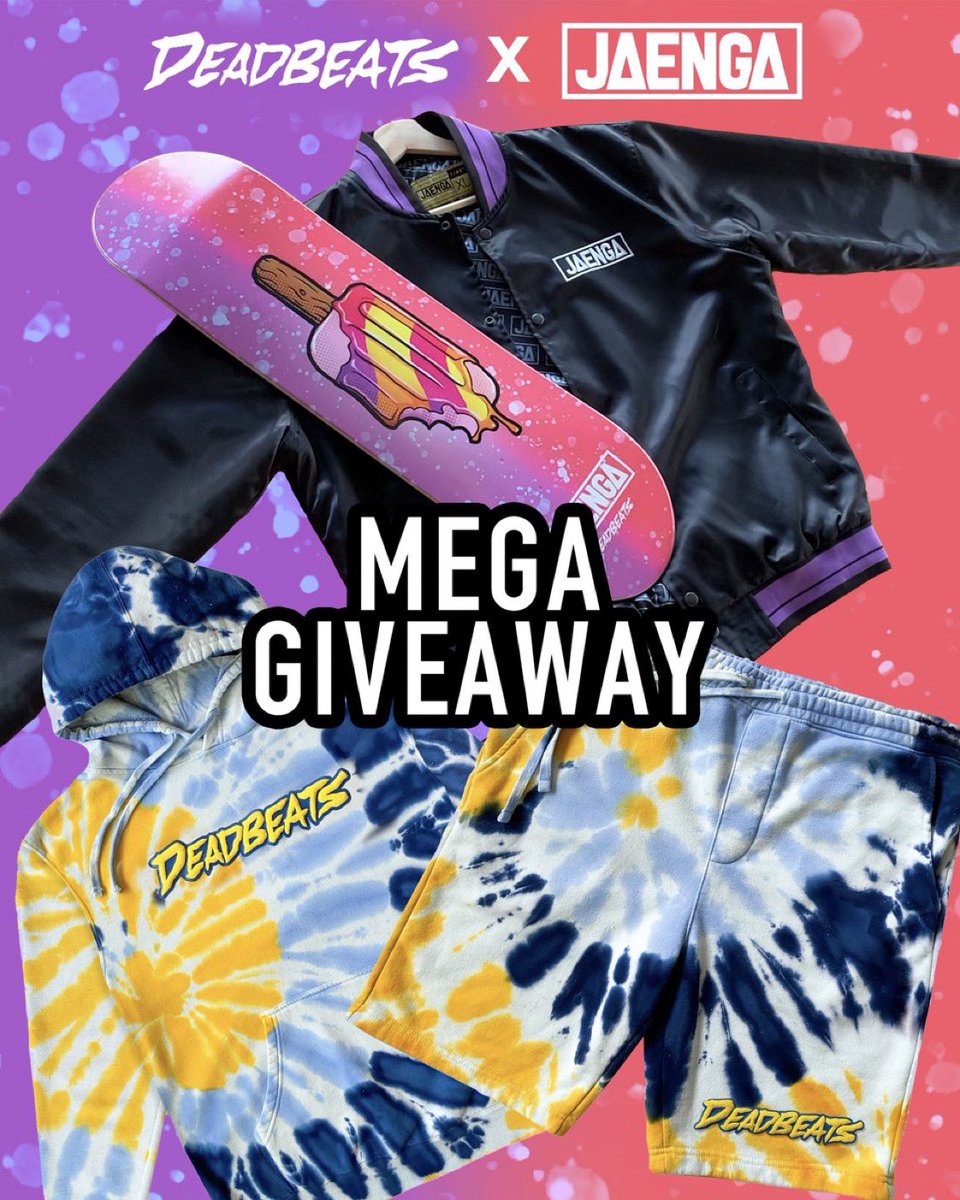 deadbeats's tweet photo. CONTEST TIME!! We teamed up with @JaengaMusic to give away a custom Raspberry Mango skate deck, limited edition jacket, hoodie and shorts set!

To enter:
1. Follow @deadbeats &amp; @JaengaMusic 
2. Like/RT this tweet
3. Follow the link below

https://t.co/X2bYKgpPmd https://t.co/hT18xyw369